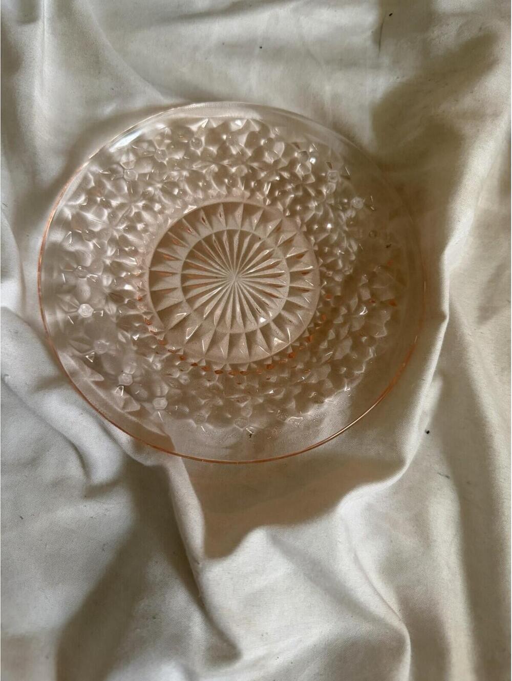 Vintage Windsor Pink Depression Glass Saucer